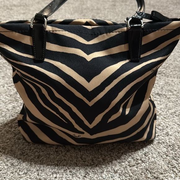 Coach Zebra Print Black and Tan Medium Tote - Picture 2 of 12